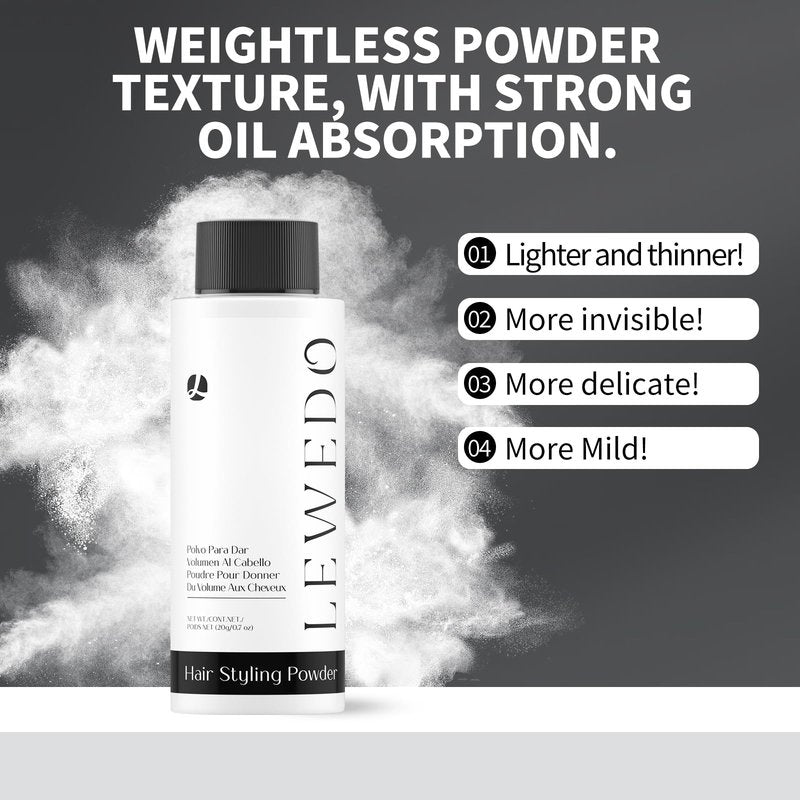 lewedo Volumizing Styling Powder 20g - Natural Volume & Matte Finish for Men, Oil-Absorbing Texture Powder with Adjustable Nozzle