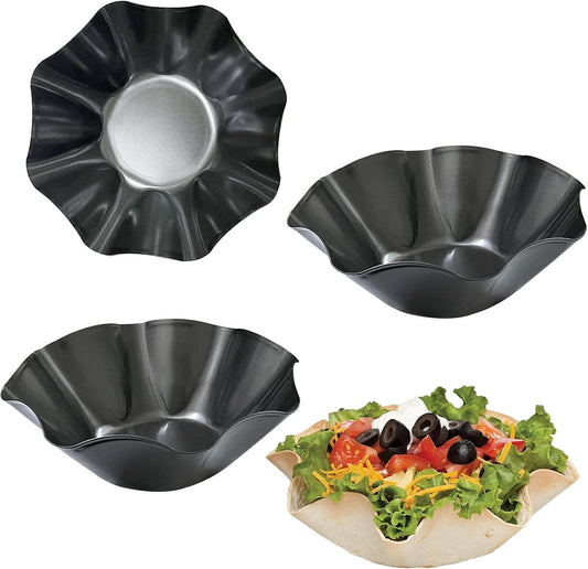 Skiennix Taco Shell Bowl Maker - 3 Pack Nonstick Carbon Steel Tortilla Molds | 8.4" Baking Pans for Tostadas