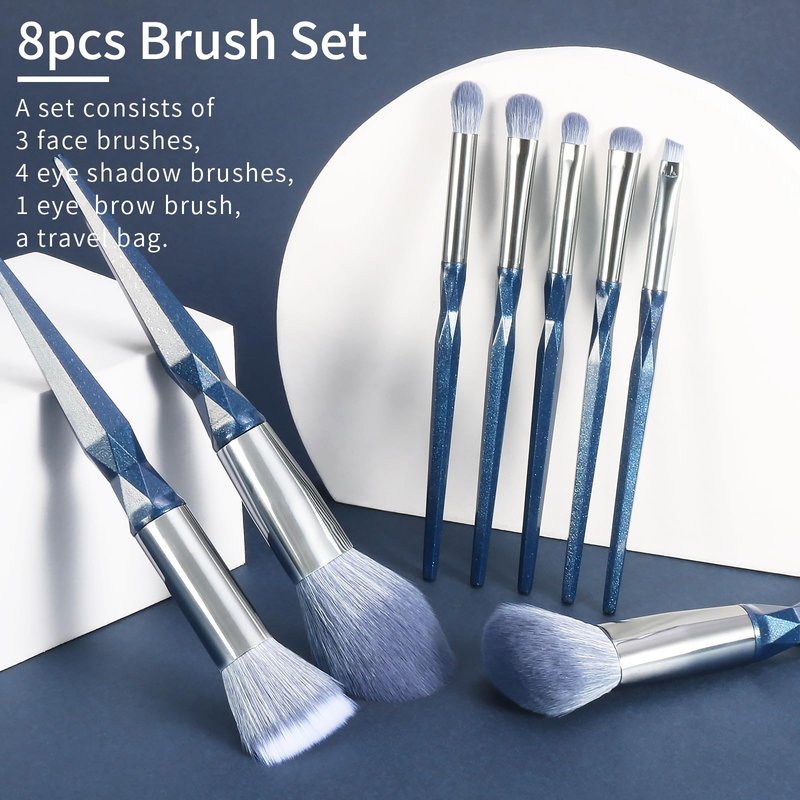 Rainbow Crystal Makeup Brushes Set Professional, Vegan Makeup Brush Set with Case by ENZO KEN, Bedazzled Cosmetic Brushes Makeup Set, Sparkly Make up Brushes Set Professional, Makeup Brush Set Vegan.