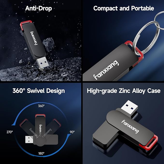fanxiang 2 Pack 64GB USB Flash Drive, Metal Thumb Drives, USB 3.2 Up to 200MB/s Type A Memory Stick for Storage and Backup, F309