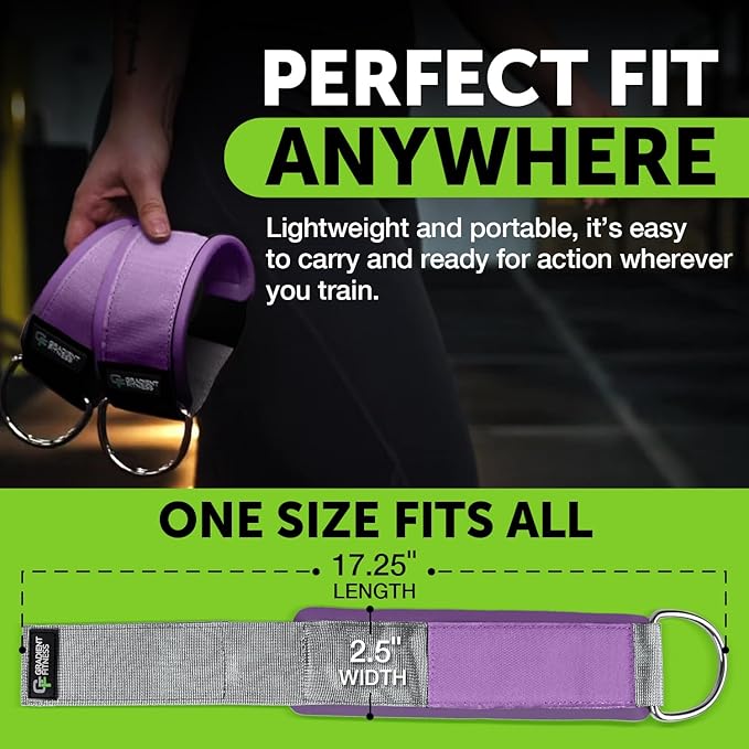 Gradient Fitness 2 Pack Ankle Straps | Ankle Bands for Working Out, Cable Machine Attachment, Gym (Purple|Grey)