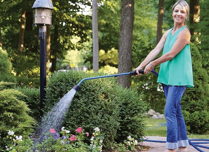 Dramm Touch-N-Flow Rain Wand â 16â Long, Red â Full Watering Flow with Trigger-Style Shut-Off Valve & Lock â High-Flow, Gentle Spray for Gardens, Hanging Baskets & Flowerbeds