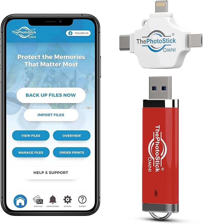 ThePhotoStick® Omni 512GB + Protective Case - Secure Photo & Video Backup and Transfer, Digital File Organization, USB & Multiport Connection for Phones, Tablets and Computers, Water Resistant Case