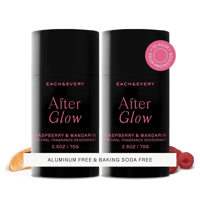 Aluminum Free Deodorant for Women & Men | Natural Fragrance, 72-Hr Odor Protection - Raspberry & Mandarin 2 Pack, 2.5oz