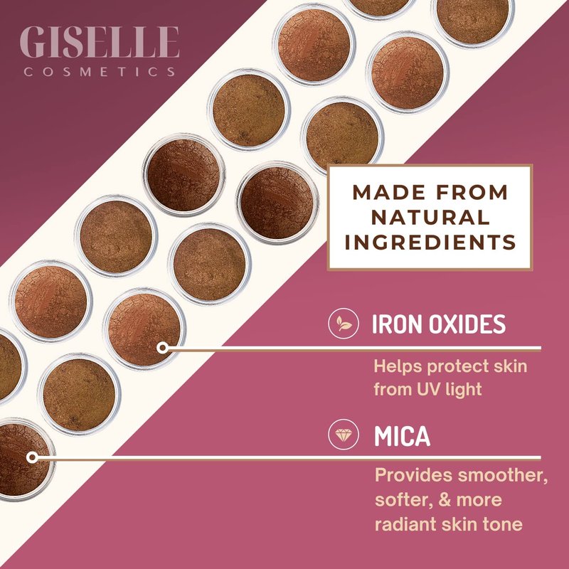 Giselle Cosmetics Heart Breaker Natural Organic Bronzer - Highlighter Makeup & Bronzer Powder - Mineral Contour Palette - Non-Comedogenic, Talc-Free, Travel Size, Shimmer & Matte Loose Powder