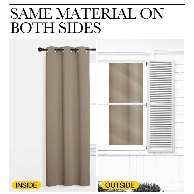 NICETOWN Patio Glass Door Blackout Curtains for Bedroom/Living Room, Privacy Panel Drapes for Dining and Guest Room (Taupe, 42 inches Wide x 90 inches Long, 1 Pair)