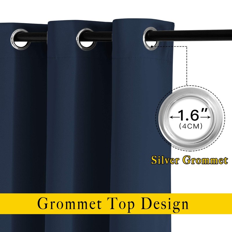 NICETOWN Blackout Curtains and Drapes for Kitchen - Extra Long Room Darkening Thermal Insulated Solid Window Blackout Draperies (Navy, 1 Pair, 52 x 95-Inch)