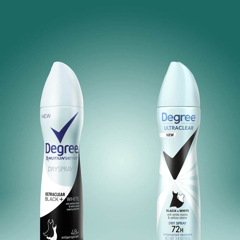 Degree Ultra Clear Antiperspirant Deodorant Dry Spray Anti White Marks and Yellow Stains Black+White Deodorant for Women 3.8 Ounce (Pack of 3)