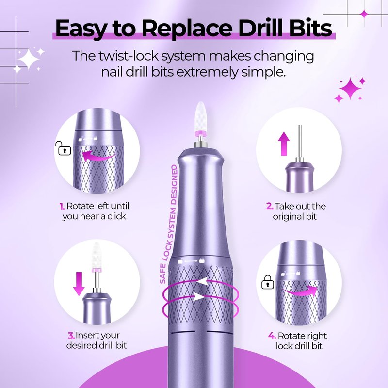 JOSGLOI Electric Nail Drill Professional: 40000RPM Electric Nail File Kit E File Nail Drill Machine with LCD Display for Acrylic Gel Nail, Manicure Pedicure Polishing Nail Grinder for Salon Home Use