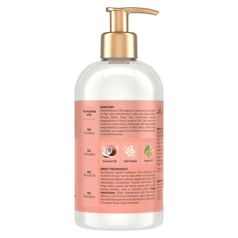 SheaMoisture Curl & Shine Conditioner 4 Count Coconut & Hibiscus, for Thick, Curly Hair to Moisturize & Soften, 13 oz