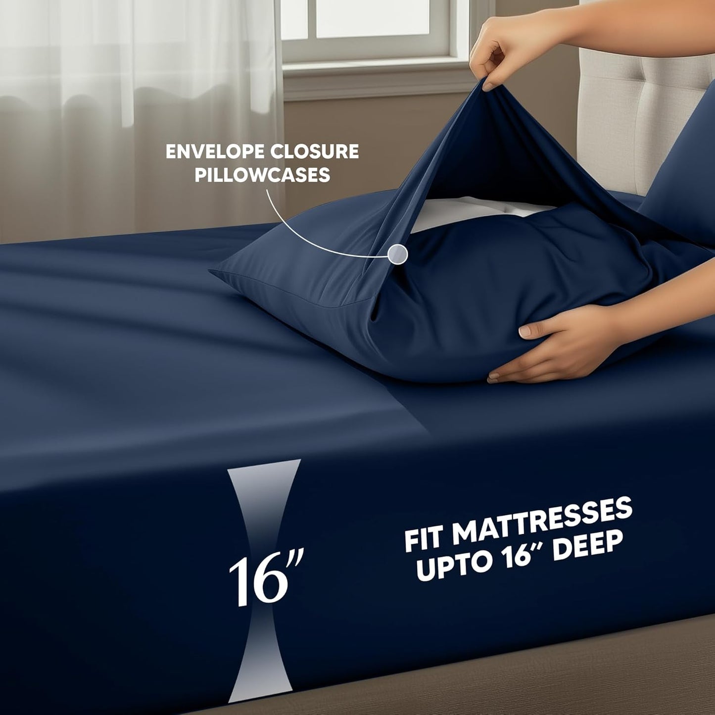 Utopia Bedding King Size Sheet Set - Soft, Breathable Microfiber | 4-Piece Navy Blue Bed Sheets