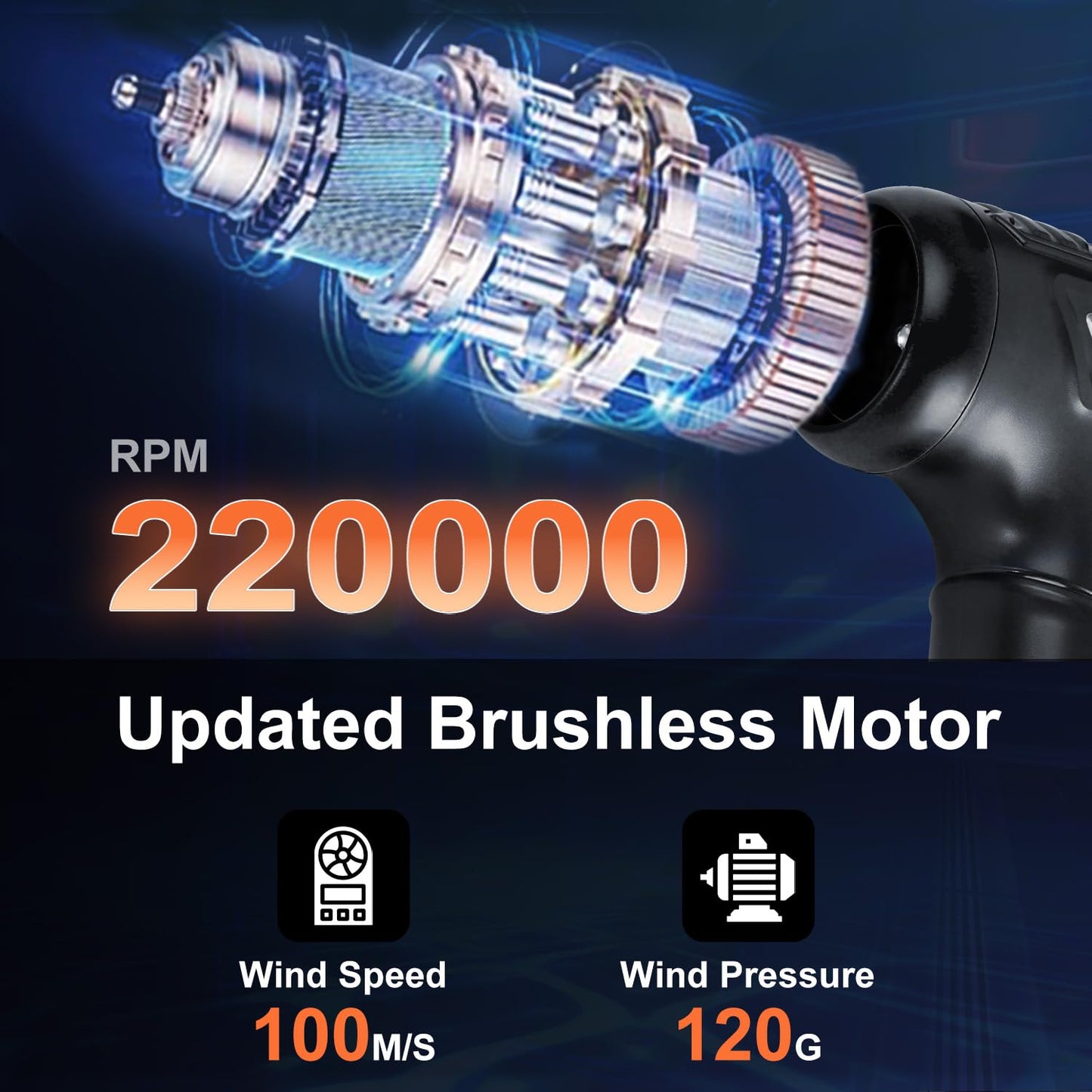 DOWYLIK Compressed Air Duster, 220,000RPM Strong Compressed Air, Brushless Canned Air Duster for Computer with LED, 3 Speed Speed Mini Blower Air Blower for Car, Computer, Keyboard