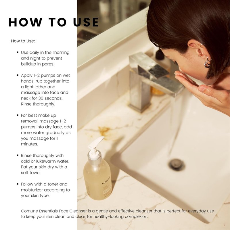 Essentials Face Cleanser - Gentle Superfood Formula for Clear, Healthy Skin | Removes Dirt & Makeup | 250 mL / 8.45 fl. oz