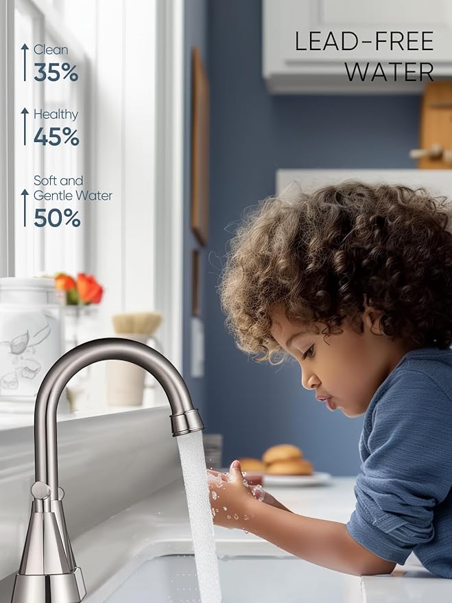 Cobbe Bathroom Faucets for Sink 3 Hole, 4 Inch with Pop Up Drain and 2 Supply Hoses, 2 Handle Centerset Bathroom Faucet for Sink Vanity, Brushed Nickel, 2 Pack