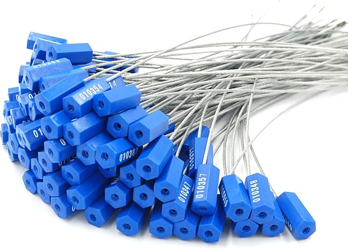 Leadseals 20" Cable Seals Tamper Proof Security Tags Steel Wire Seal Numbered Garden Marking Label Lock Strip Self-Locking Seal Length 50 CM (Pack of 100pcs)