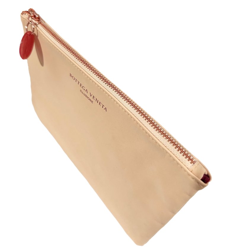 Bottega Veneta ILLUSIONE Leather Zip Cosmetic Pouch Makeup Fragrance Bag (9L X 6H x 0.2 W) - SMALL GIFT BAG - 1467
