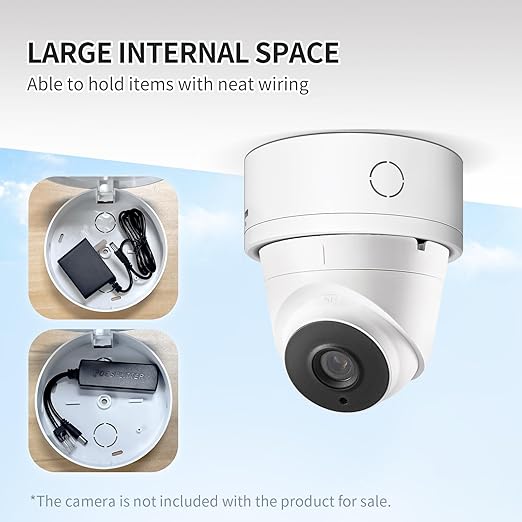 ZT-NET ZT-NET Universal Bullet Security Mount Box Dome Camera Junction Box Bracket Hide Cable ABS Plastic Enclosure Indoor Camera Cover CCTV Surveillance White 1 Pack (Not Included Camera)