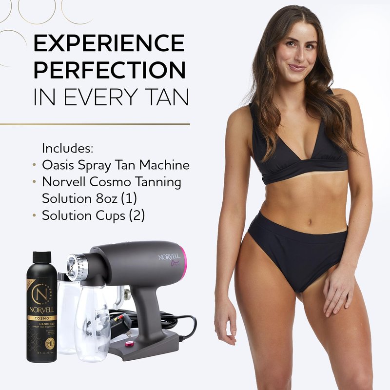 Norvell Oasis Spray Tan Machine Kit with Cosmo Airbrush Spray Tanning Solution – Professional Sunless Tanning System by Norvell