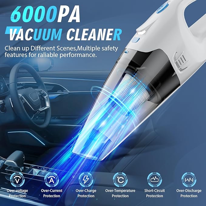 FUOAYOC Handheld Vacuum Cordless, 1.6lbs Lightweight Hand Vacuum for Home/Car/Office Cleaning