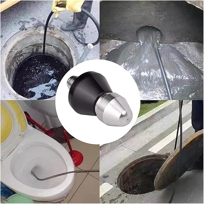 Sewer Cleaning Tool High Pressure Turbo Washer Nozzle Gutter Cleaning Tool Massage Clogged Pipes Opens Clogging Of Sewage Pipes(1 Front 6 Rear)