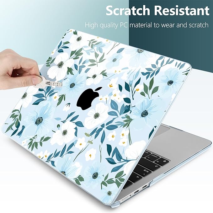 TWOLSKOO Compatible with MacBook Air 13 inch Case M5 2026 M4 2025 M3 M2 2024-2022 A3449 A3240 A3113 A2681, Plastic Hard Shell & Keyboard Cover for MacBook Air 13.6 inch Case, Floral Field Seamles