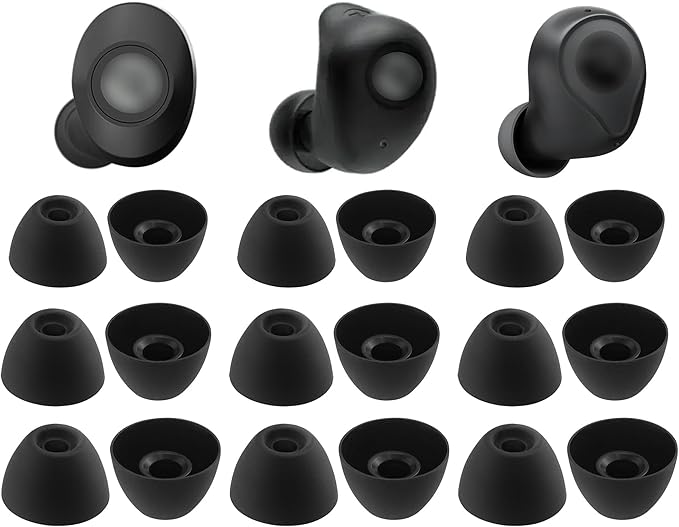 NANLANFAN Replacement Silicone Ear Tips for Ray-con E25, Ray-con Everyday/Fitness Earbuds, 9 Pairs (S/M/L, Black)