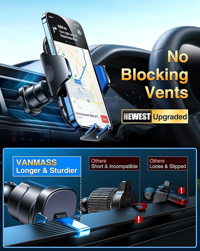 VANMASS Car Phone Holder 2026 Ultimate Military-Grade Strongest Suction & Clip Windshield Dashboard【Newest Best Strongest】 Cell Phone Shower & Wall Mounts for iPhone 17 Pro Max 16 15 14 13 Android