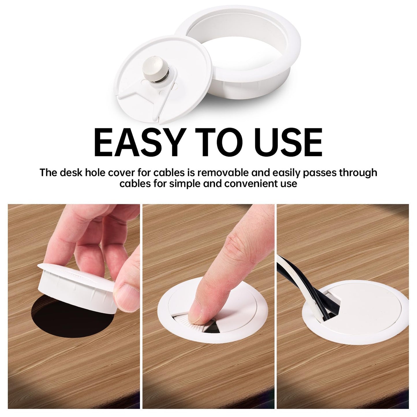 Desk Grommet 2 inch(50mm)8 Pcs, Desk Hole Grommet, Cable Grommet, Desk Hole Cover, Desk Cord Hole Cover, Desk Cable Hole Cover, Desk Wire Hole Insert, Furniture Hole Cover(White Grommet)
