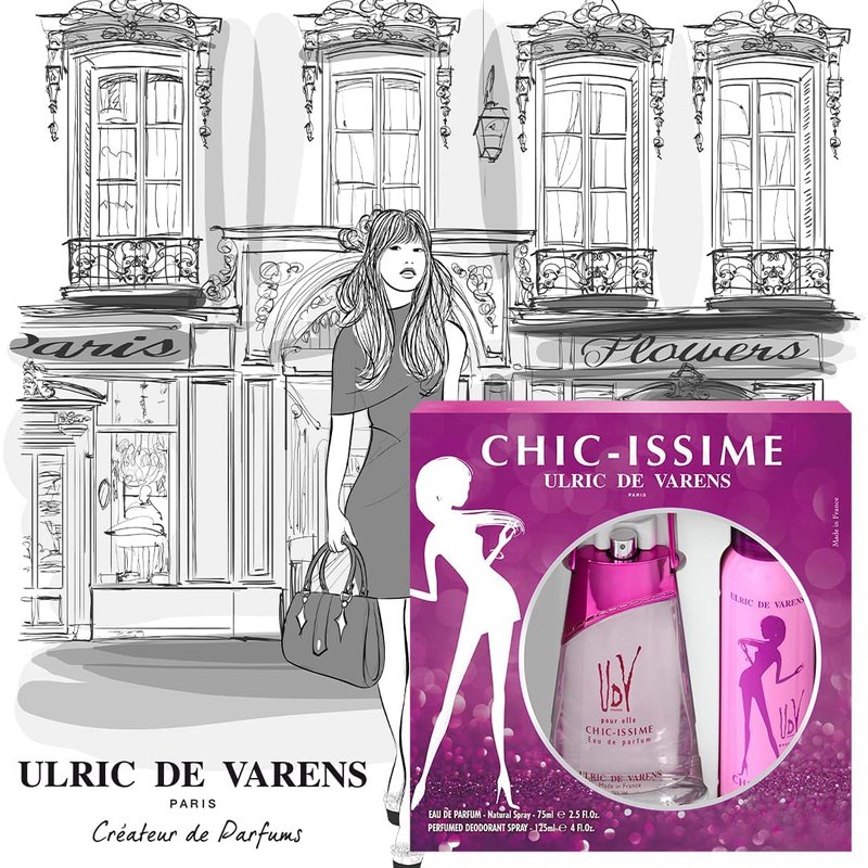 Udv Chic Issime By Ulric De Varens For Women. Set-eau De Parfum 2.5 OZ & Deodorant Spray 4 OZ