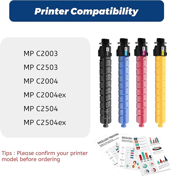 RitoTech MP C2003 C2503 Toner Cartridge Black Cyan Magenta Yellow - Replacement for Ricoh C2003 C2503 841918 841921 841920 841919 High Yield for Lanier Savin MP C2503 C2003 C2004 C2504 Printer,4 Pack