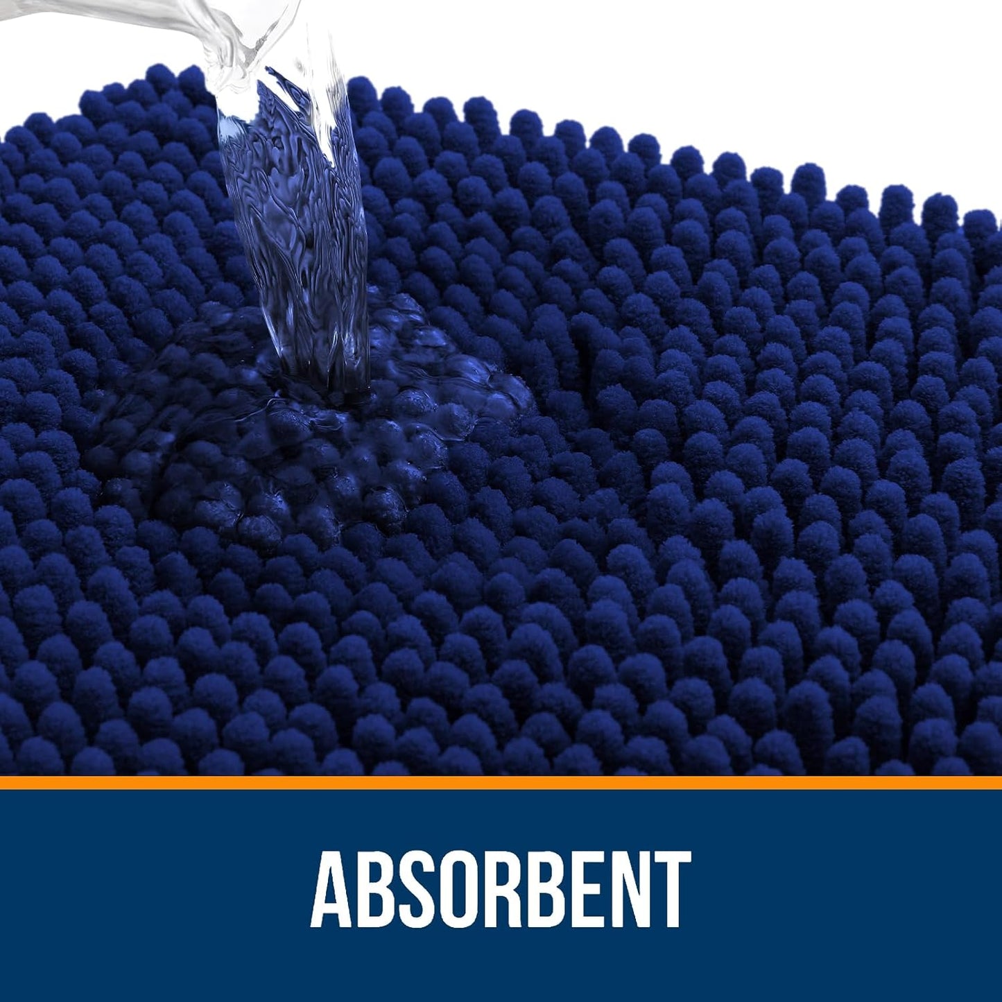 OLANLY Large Bathroom Rugs - Extra Soft Chenille Bath Mats, Quick Dry & Machine Washable, Navy 59x35