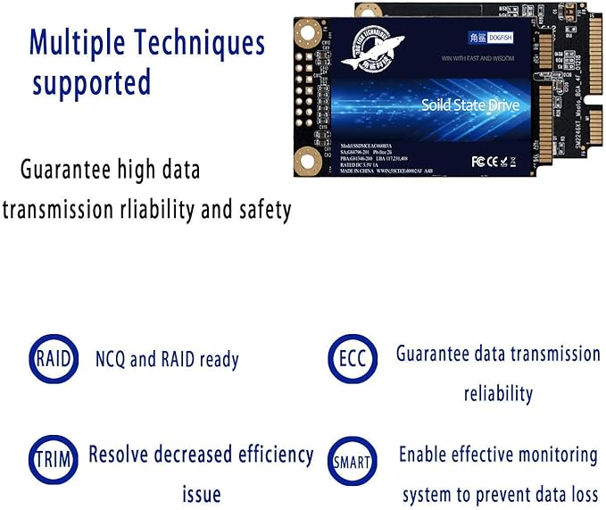 SSD SATA mSATA 128GB Dogfish Internal Solid State Drive High Performance Hard Drive for Desktop Laptop SATAIII 6Gb/s Includes SSD 16GB 32GB 60GB 64GB 120GB 128GB 240GB 250GB 480GB 500GB (128GB Msata)