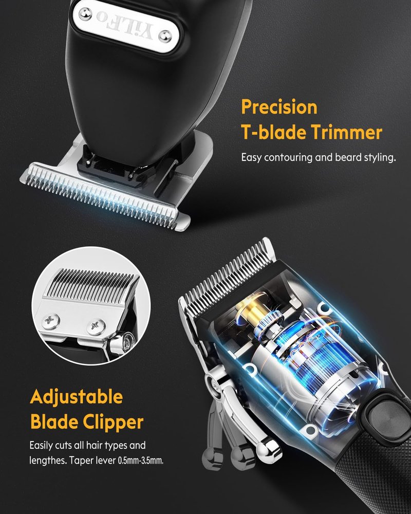 YiLFo Hair Clippers for Men - Professional Barber Clippers, LED Display Trimmer, T Liners Edgers, Shaving Kit