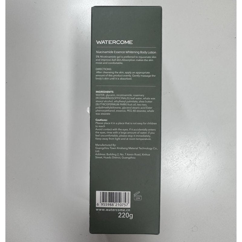 1 PC Watercome Perfumed Nicotinamide Even Skin Complexion Silky Essence Body Lotion, Smoothing Softening Skin, Leaving Smooth And Moist Skin For You, 220g. (W tea)