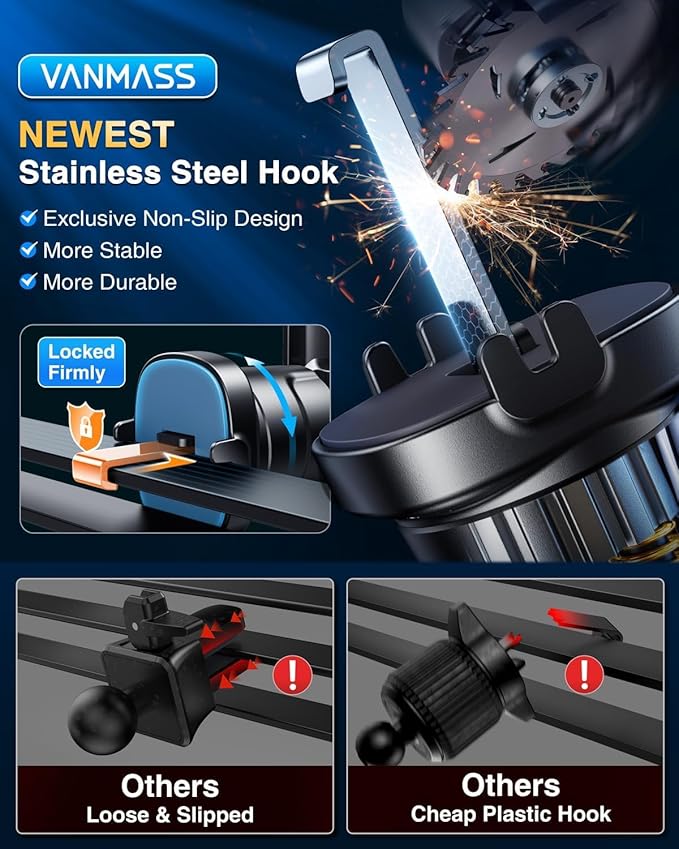 VANMASS Car Phone Holder 2026 Ultimate Military-Grade Strongest Suction & Clip Windshield Dashboard【Newest Best Strongest】 Cell Phone Shower & Wall Mounts for iPhone 17 Pro Max 16 15 14 13 Android