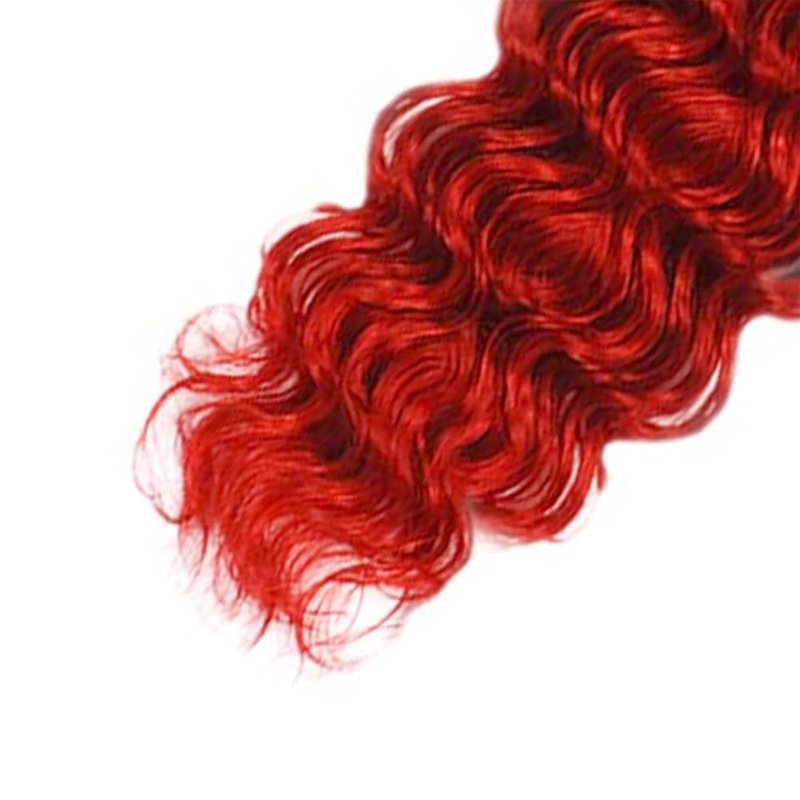 Red Human Hair Bundles Deep Wave 34 Inch Deep Single Bundle Human Hair Light Red Color Unprocessed Native Virgin Hair 100g Total Double Weft Crochet Human Hair Extensions for Women