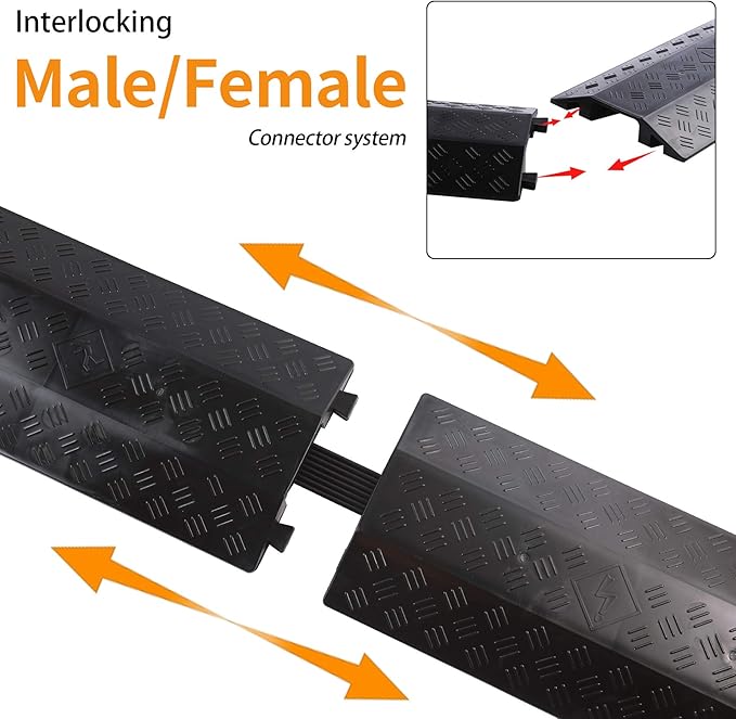 Anbotek - Medium 1 Piece - Floor Cord Cover Cord Protector Drop Over Drop Trak Cable Ramp for Office Warehouse - Black