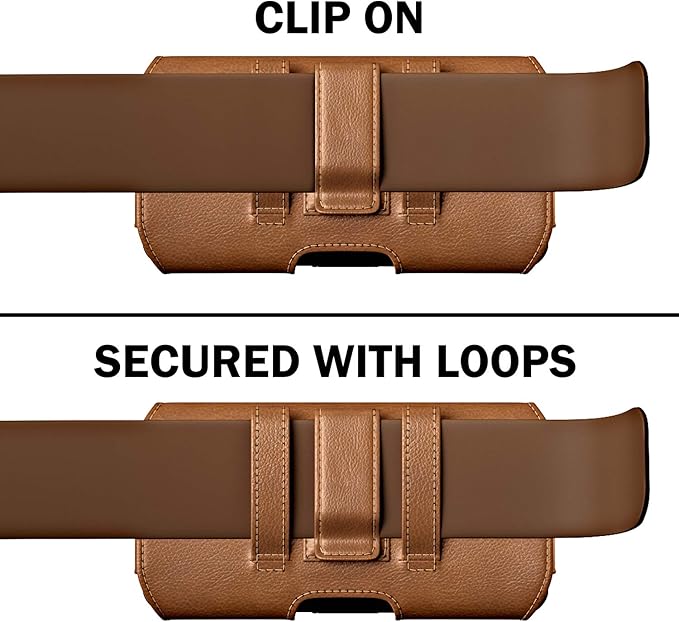 DeBin Case for Galaxy A15 A16 A17 A25 A35 A55 A54 A53 A52 A20 Note 20 10+ S25 FE S24 FE S23 FE, Cell Phone Belt Holder Holster Clip Pouch Cover (Fits Samsung Phone with Otterbox Case) Brown