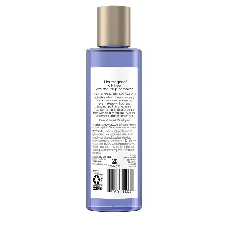 Neutrogena Oil-Free Eye Makeup Remover - Gentle Non-Greasy Formula for Waterproof Mascara | 8 fl. Oz, 2 Pack