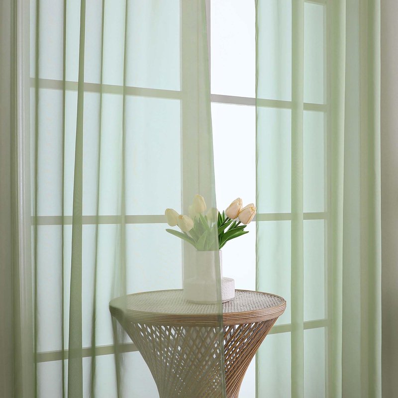 OWENIE Sheer Curtains 84 Inches Long 2 Panels Set, Sage Green Sheer Curtain for Living Room Bedroom, Modern Filmy Rod Pocket Curtains Drapes, 2 Pcs, Each 59 W x 84L, Sage Green