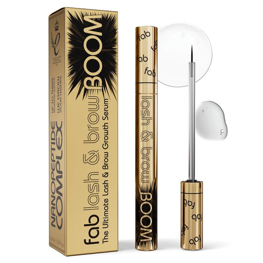 Fab Lash and Brow Boom - The Ultimate Lash and Brow Growth Serum - Lash Serum for Thicker, Longer & Fuller Lashes and Brows - Infused with Castor Oil, Biotin & Eyelash Primer for Healthy Hair Growth