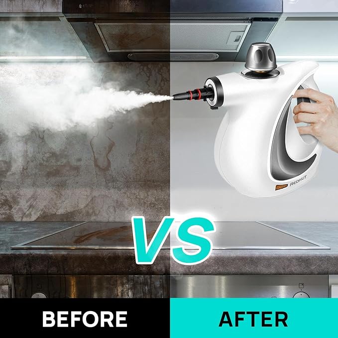 Steam Cleaner, Pressurized Multi-Surface Natural Handheld Steam Cleaner for home with 12pcs Accessories & Safety Lock â Steamer for Cleaning Home Use, Tile, Grout, Window