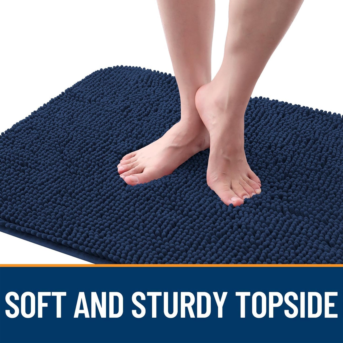 OLANLY Dog Door Mat - Absorbent Non-Slip Mud Mat for Indoor Use | Quick Dry Chenille, 30x20, Dark Blue