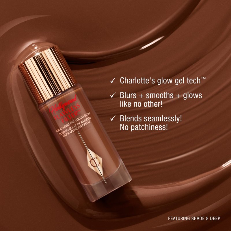 Charlotte Tilbury Hollywood Flawless Filter - Multi‑Use Makeup Primer, Complexion Booster & Illuminating Liquid Highlighter with Sheer Coverage - Smooths & Blurs Skin - 4.5 Medium