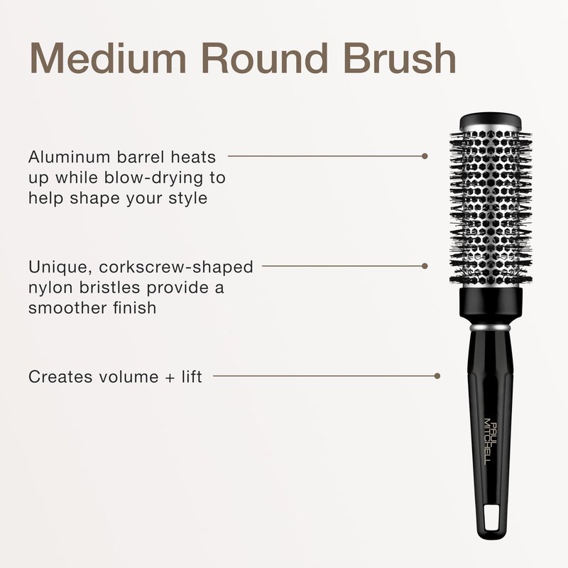 Paul Mitchell Pro Tools Express Ion Aluminum Round Brush, For Blow-Drying All Hair Types, Medium
