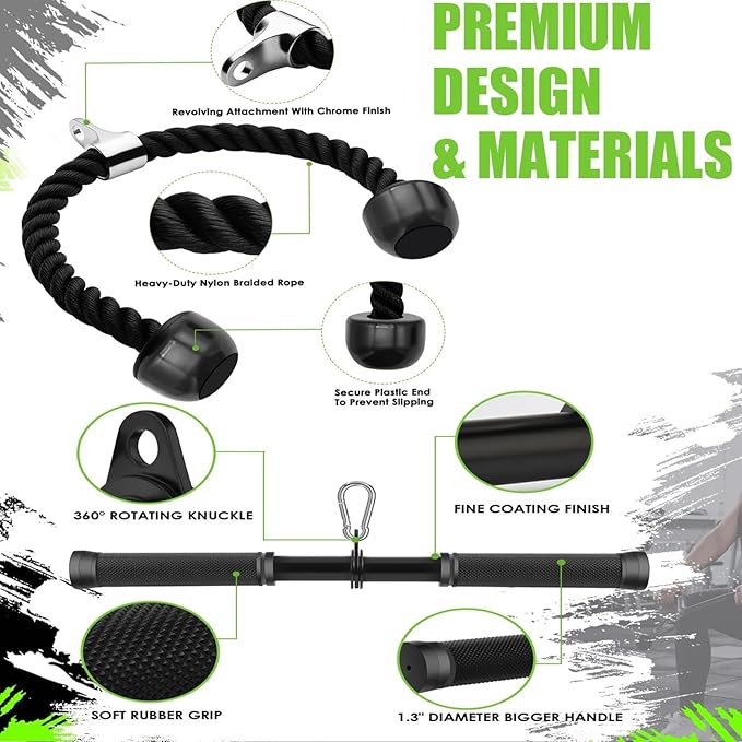 Cable Machine Attachment LAT Pulldown Attachments Cable Machine Accessories for Home Gym Weight Workout (Black-4)