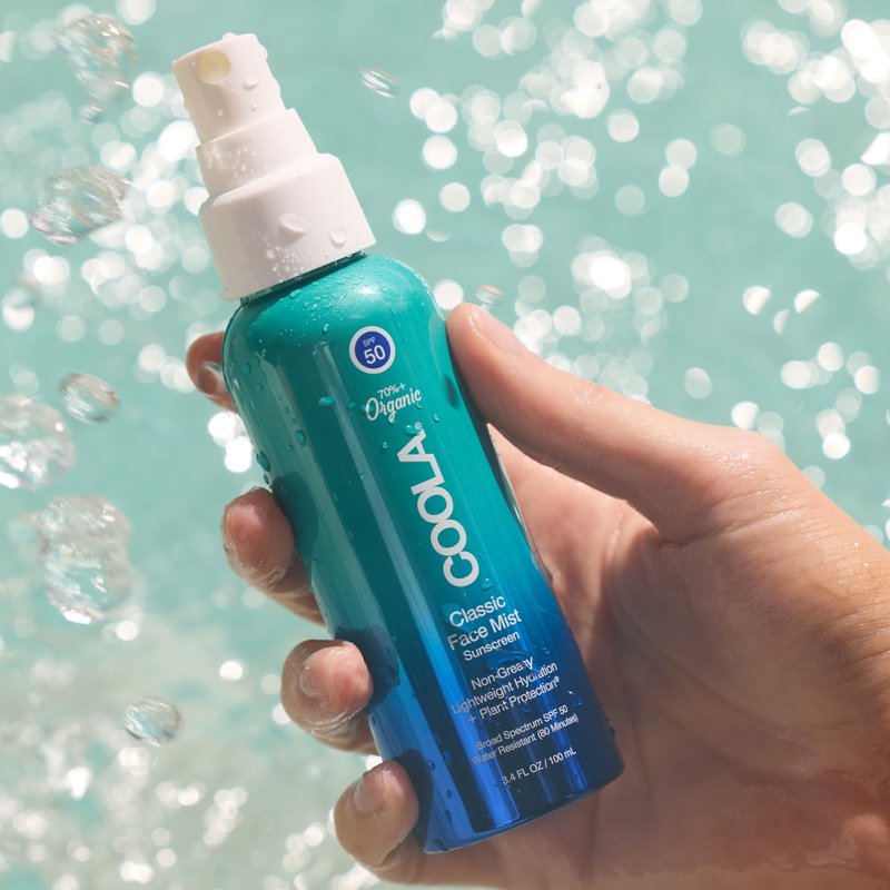 COOLA Organic Sunscreen SPF 50 Sunblock Face Mist, Dermatologist Tested Skin Care for Daily Protection, Vegan and Gluten Free, Natural Fragrance, 3.4 Fl Oz