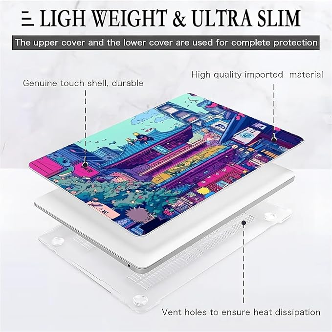 COTAIL Compatible with MacBook Air 13.3 13.6 Inch Case 2022 2021 2020 2019 Plastic Hard Shell Case Cover,13.6 Air (A2681) M2 2022, Traditional Japanese Architecture