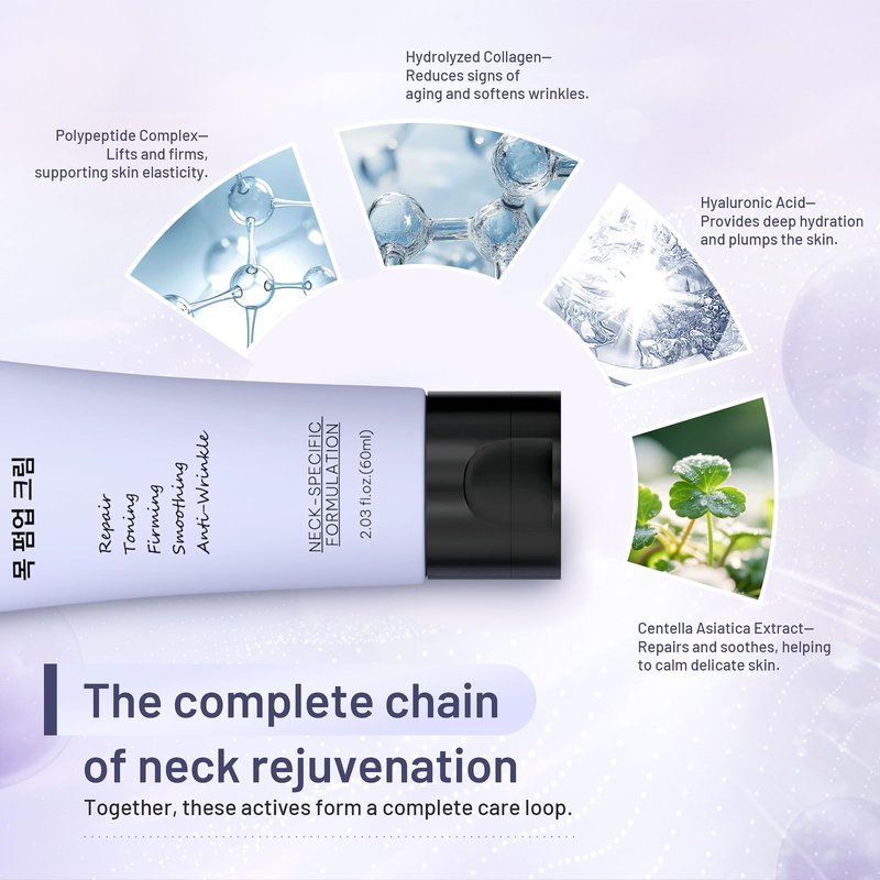 ZZILME Premium Neck Firming Cream – Lifting & Tightening Treatment for Décolleté and Chest, Anti-Aging Neck Cream Reduces Fine Lines and Sagging, Gift for Women & Men, 2.0 Fl Oz