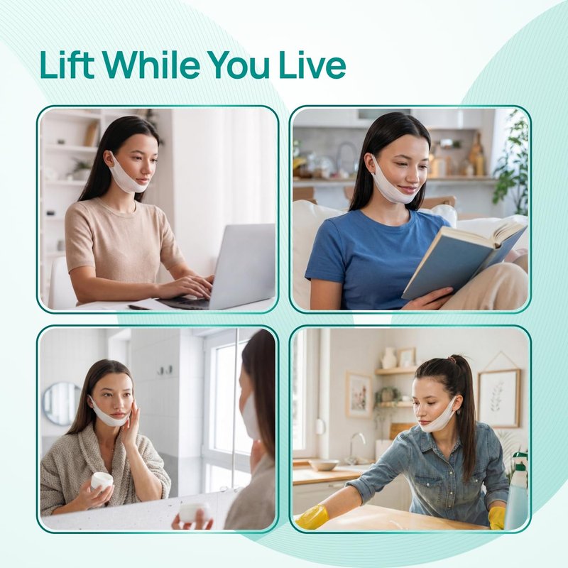 V-Line Chin Lifting Mask - Hydrogel Strap with Hyaluronic Acid & Aloe Vera for Jawline Shaping | 10 Pcs